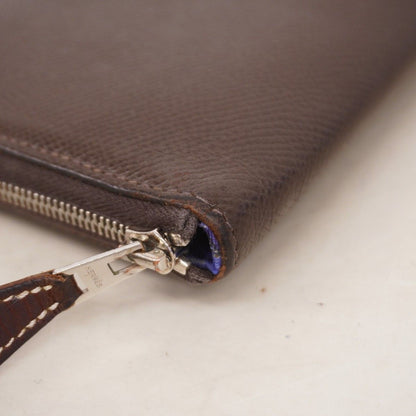 Hermes Wallet Azap Long Silk in Veau Ebene Silver — view 5