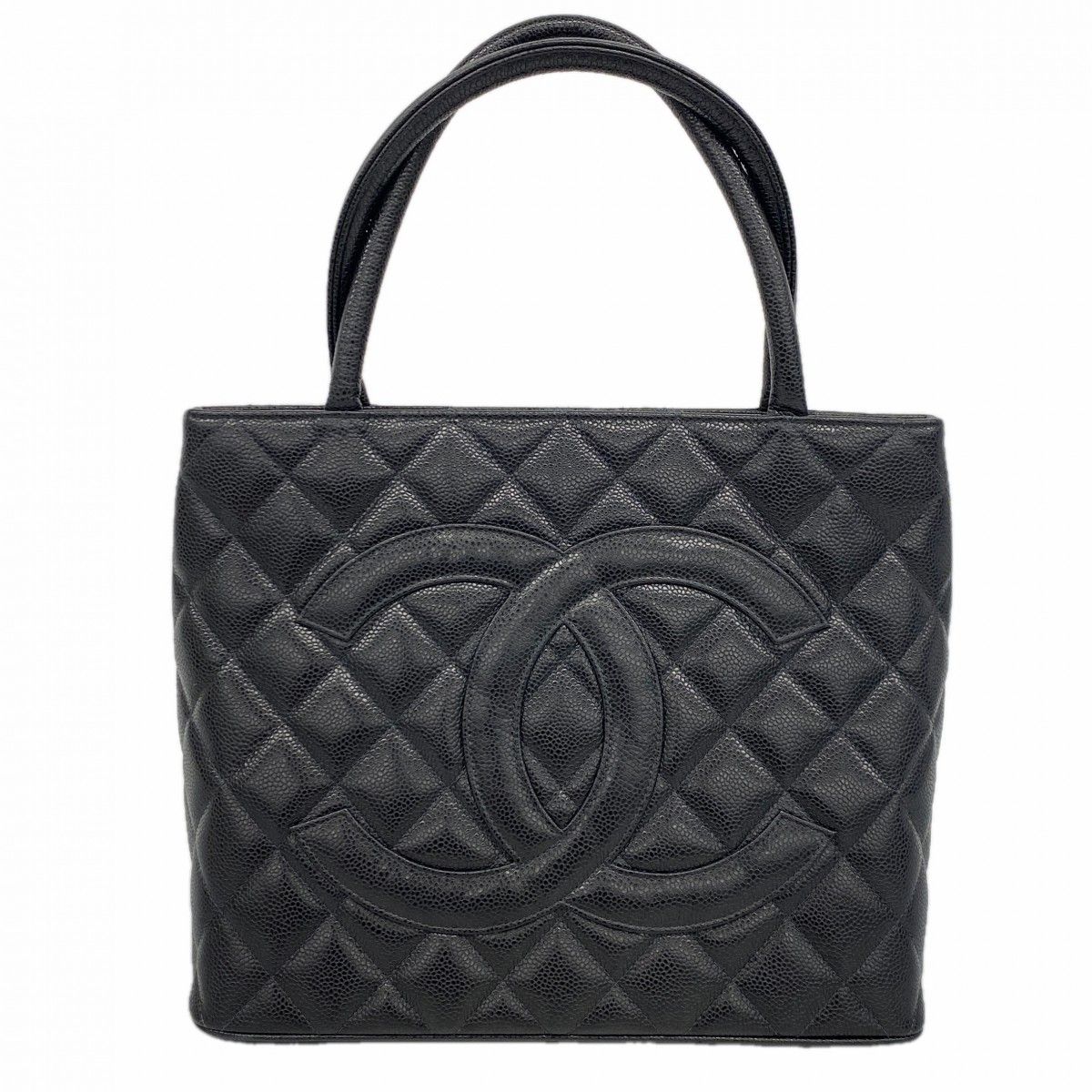 Chanel Tote Reissue Caviar Leather Black Silver