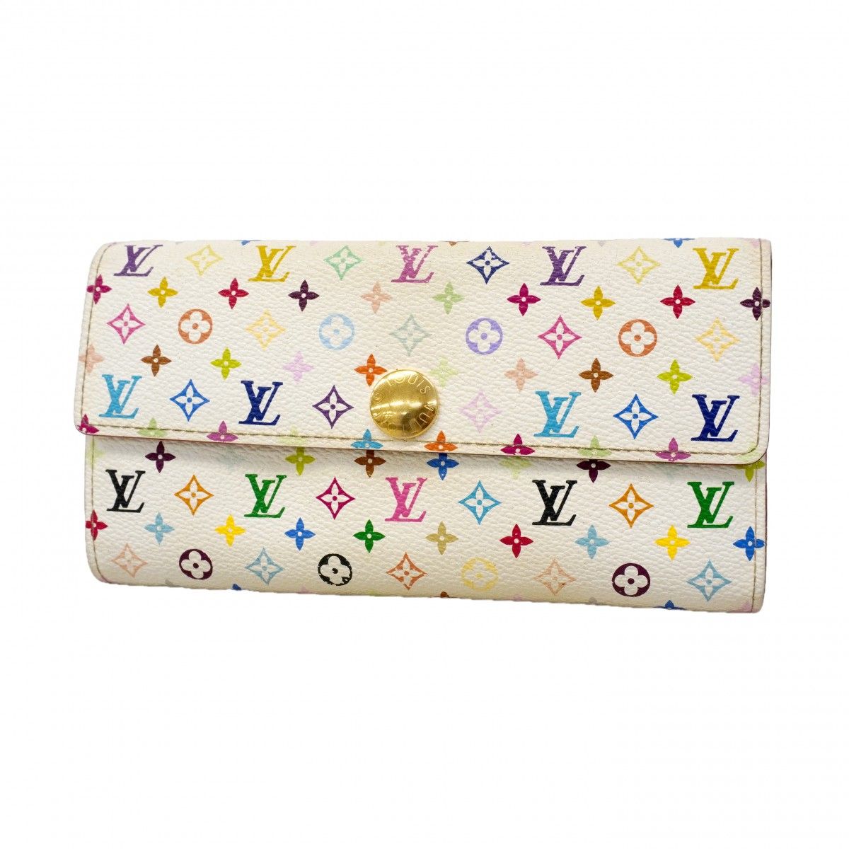 Louis Vuitton Wallet Monogram Multicolor Pochette Porte-Monnaie Cles Blanc