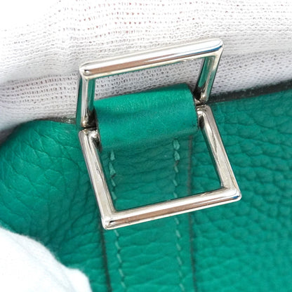 Hermes Handbag Picotin Lock PM Taurillon Clemence Vert Veloze Silver — view 8