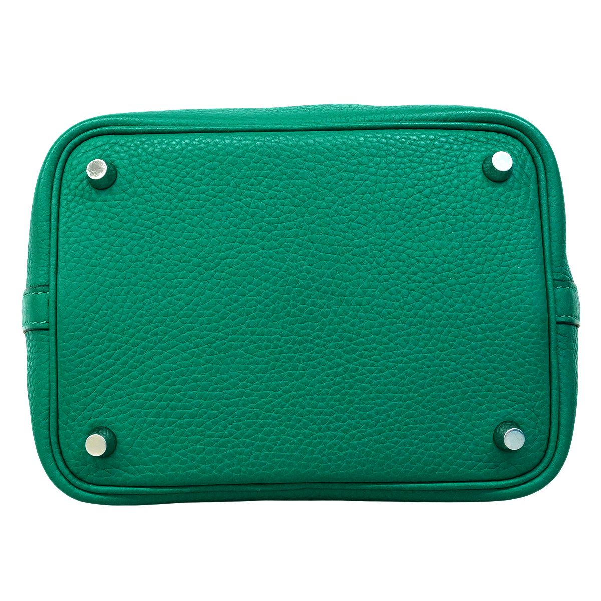 Hermes Handbag Picotin Lock PM Taurillon Clemence Vert Veloze Silver — view 3