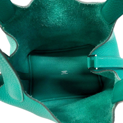 Hermes Handbag Picotin Lock PM Taurillon Clemence Vert Veloze Silver — view 4