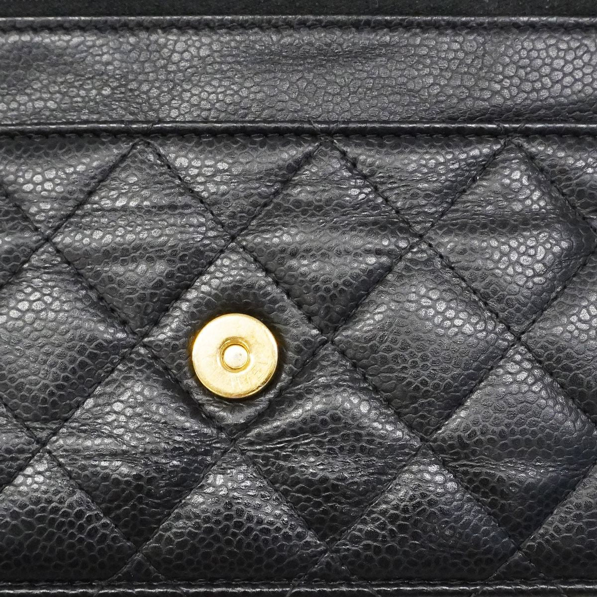 Chanel Shoulder Wallet Quilted Caviar Leather Black Gold — view 7