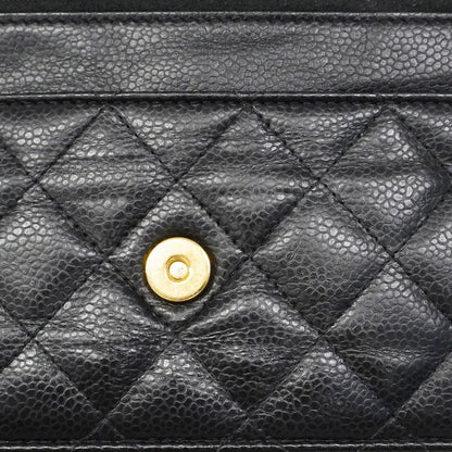 Chanel Shoulder Wallet Quilted Caviar Leather Black Gold — view 7