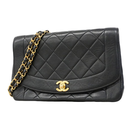 Chanel Shoulder Bag Diana Lambskin Black Gold