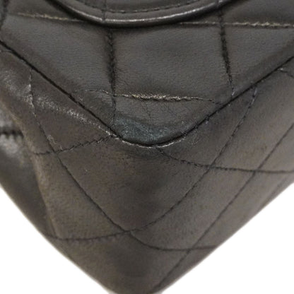 Chanel Shoulder Bag Mini Quilted Lambskin Black Gold — view 8
