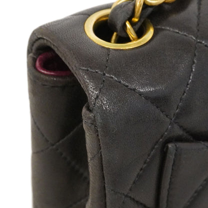 Chanel Shoulder Bag Mini Quilted Lambskin Black Gold — view 6