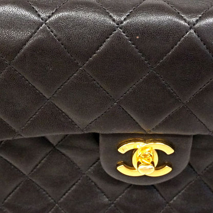 Chanel Shoulder Bag Mini Quilted Lambskin Black Gold — view 9