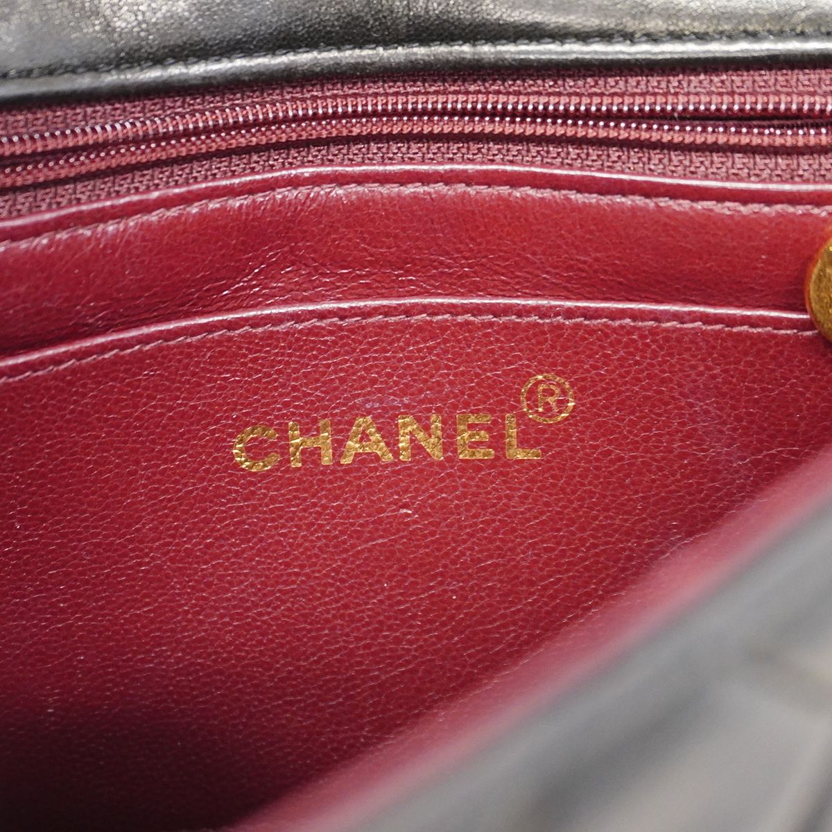 Chanel Shoulder Bag Mini Quilted Lambskin Black Gold — view 5