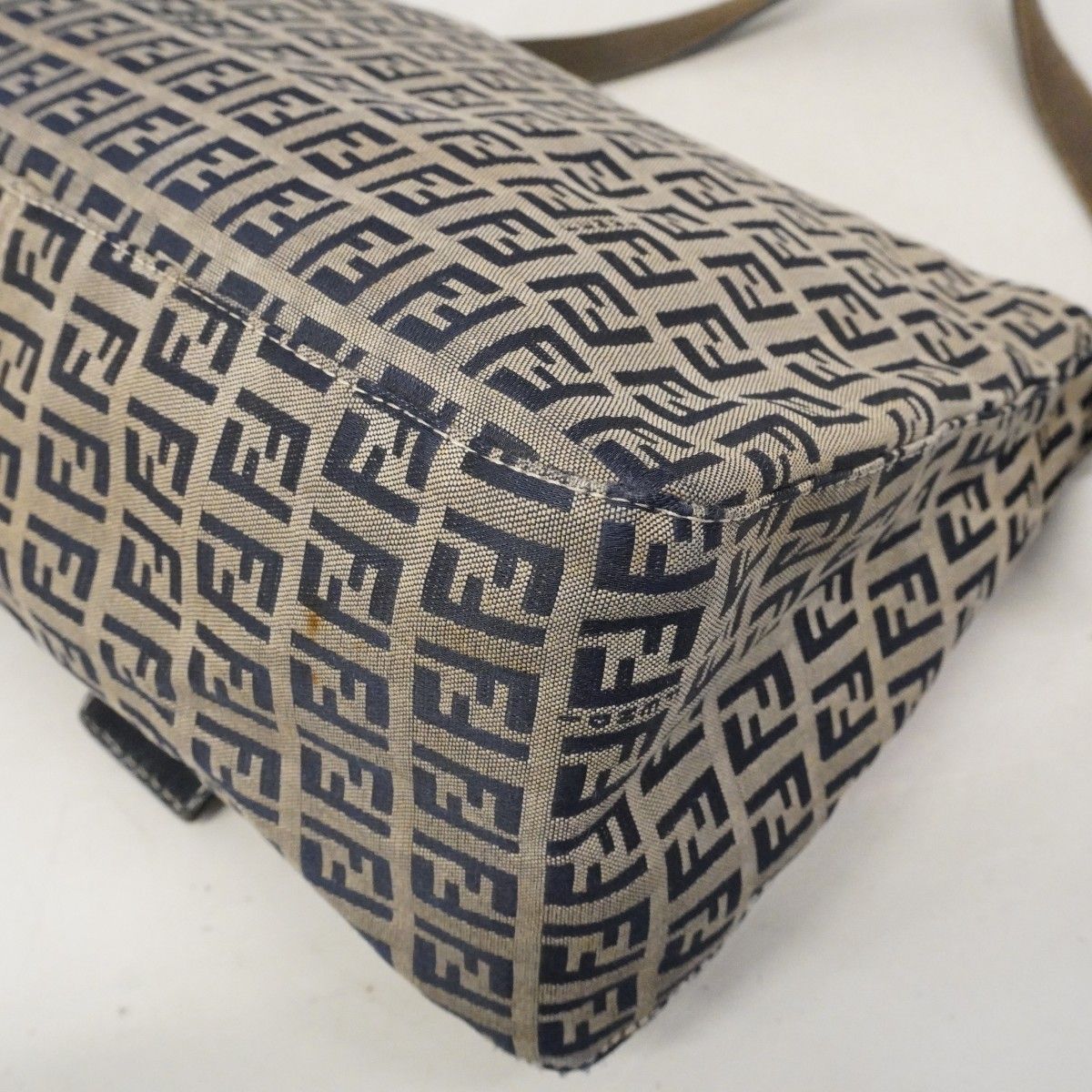 Fendi Handbag Zucchino Nylon Canvas Navy Silver — view 6