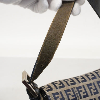 Fendi Handbag Zucchino Nylon Canvas Navy Silver — view 8
