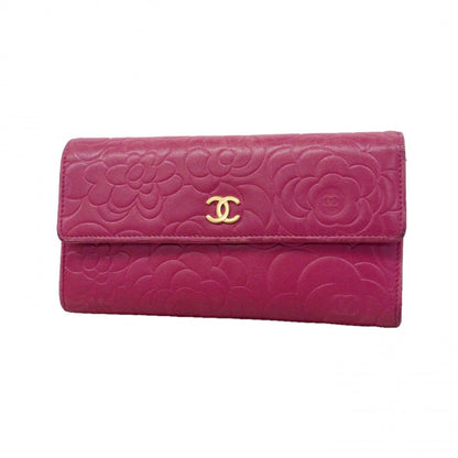 Chanel Wallet Camellia Lambskin Pink Gold
