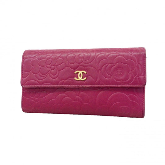 Chanel Wallet Camellia Lambskin Pink Gold