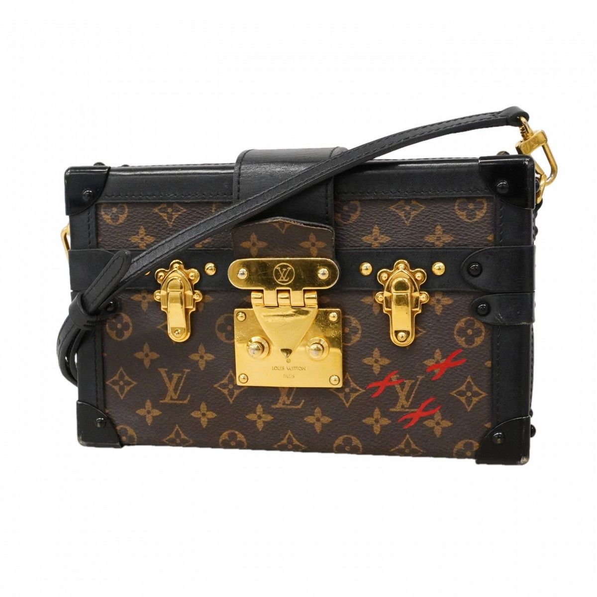 Louis Vuitton Shoulder Bag Monogram Petite Malle Brown Black