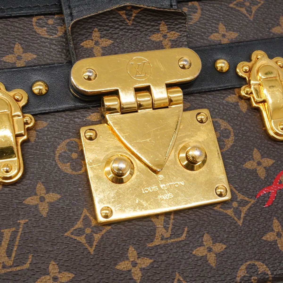 Louis Vuitton Shoulder Bag Monogram Petite Malle Brown Black — view 8