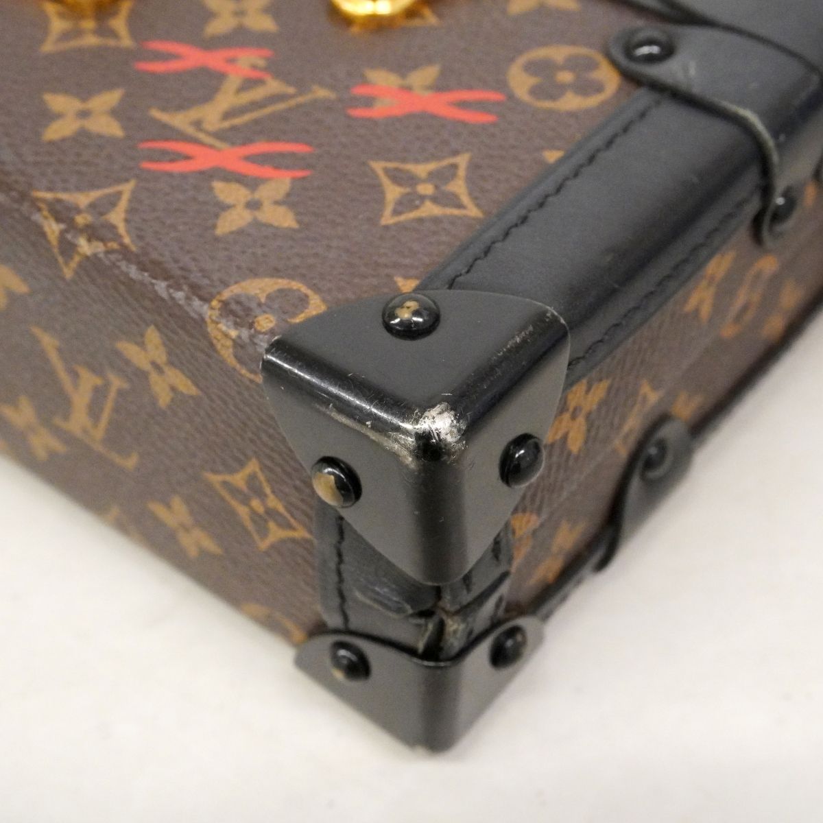 Louis Vuitton Shoulder Bag Monogram Petite Malle Brown Black — view 7