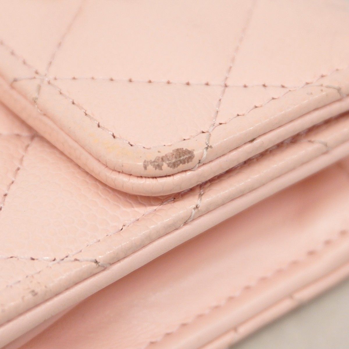 Chanel Trifold Wallet Quilted Caviar Leather Pink Champagne Gold — view 5