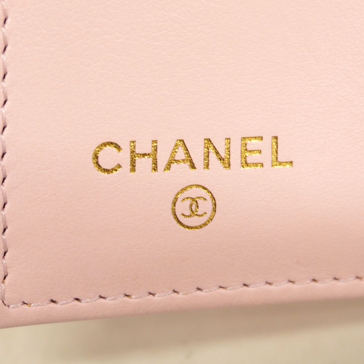 Chanel Trifold Wallet Quilted Caviar Leather Pink Champagne Gold — view 4