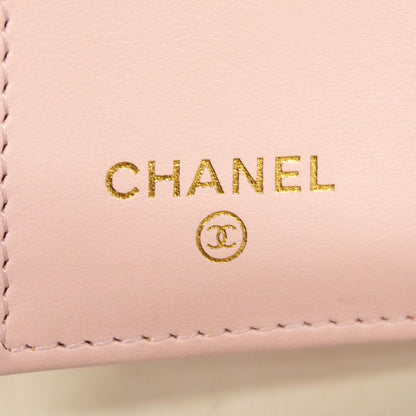 Chanel Trifold Wallet Quilted Caviar Leather Pink Champagne Gold — view 4