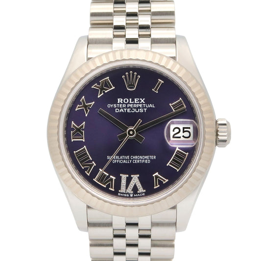 Rolex Watch Datejust VI Diamond Aubergine RO 18k White Gold Stainless Steel