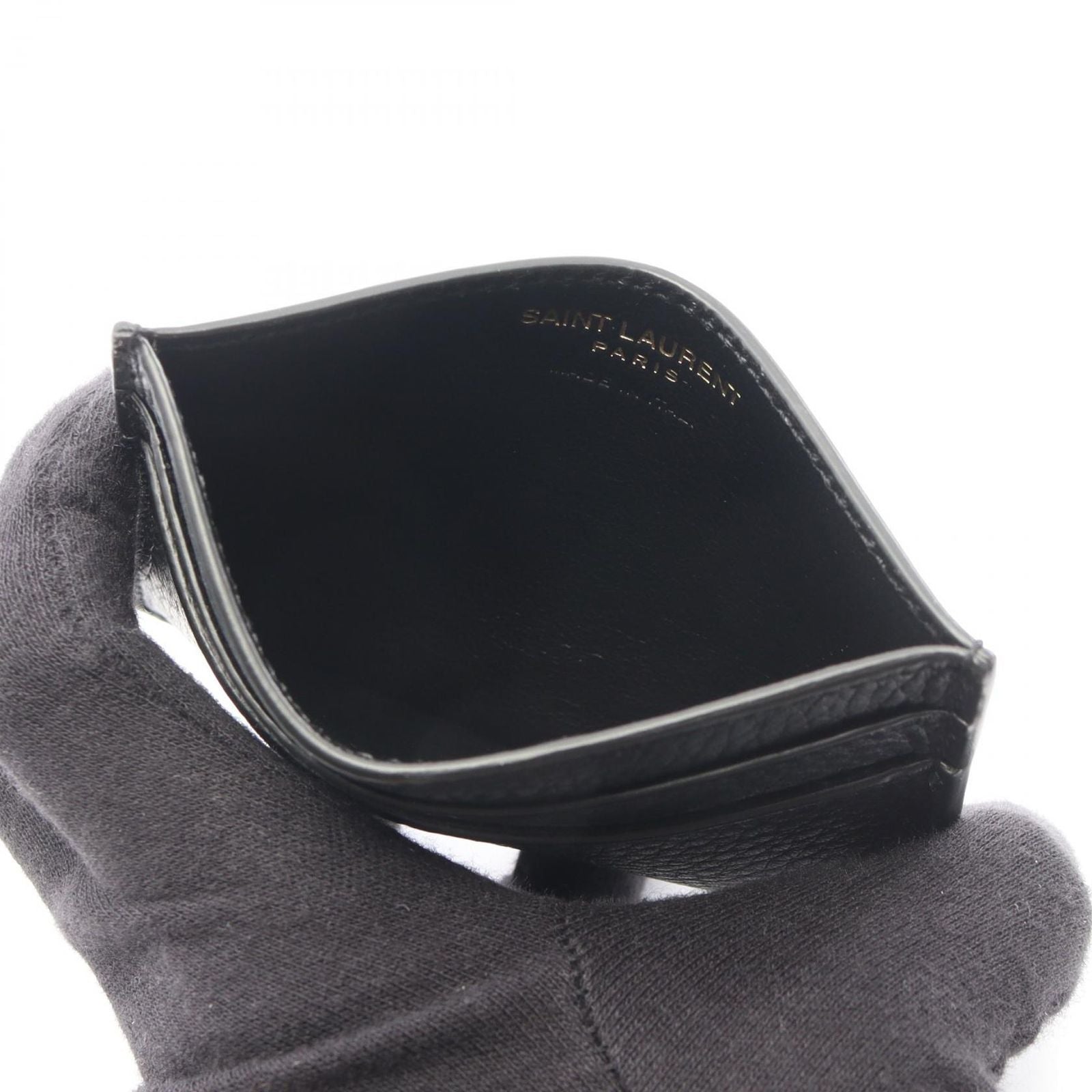 Saint Laurent Paris Card Case Tiny Cassandra Black Leather Holder — view 3