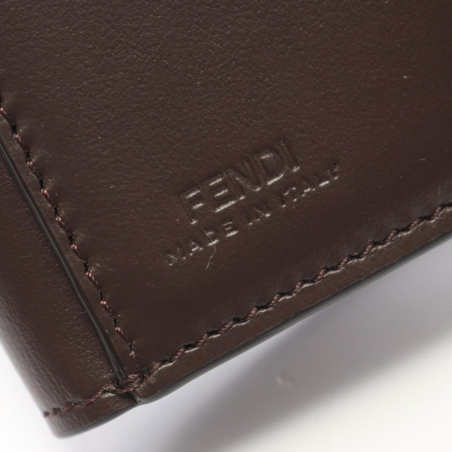 Fendi Trifold Wallet Way Black Chocolate Brown Leather Way Small — view 5
