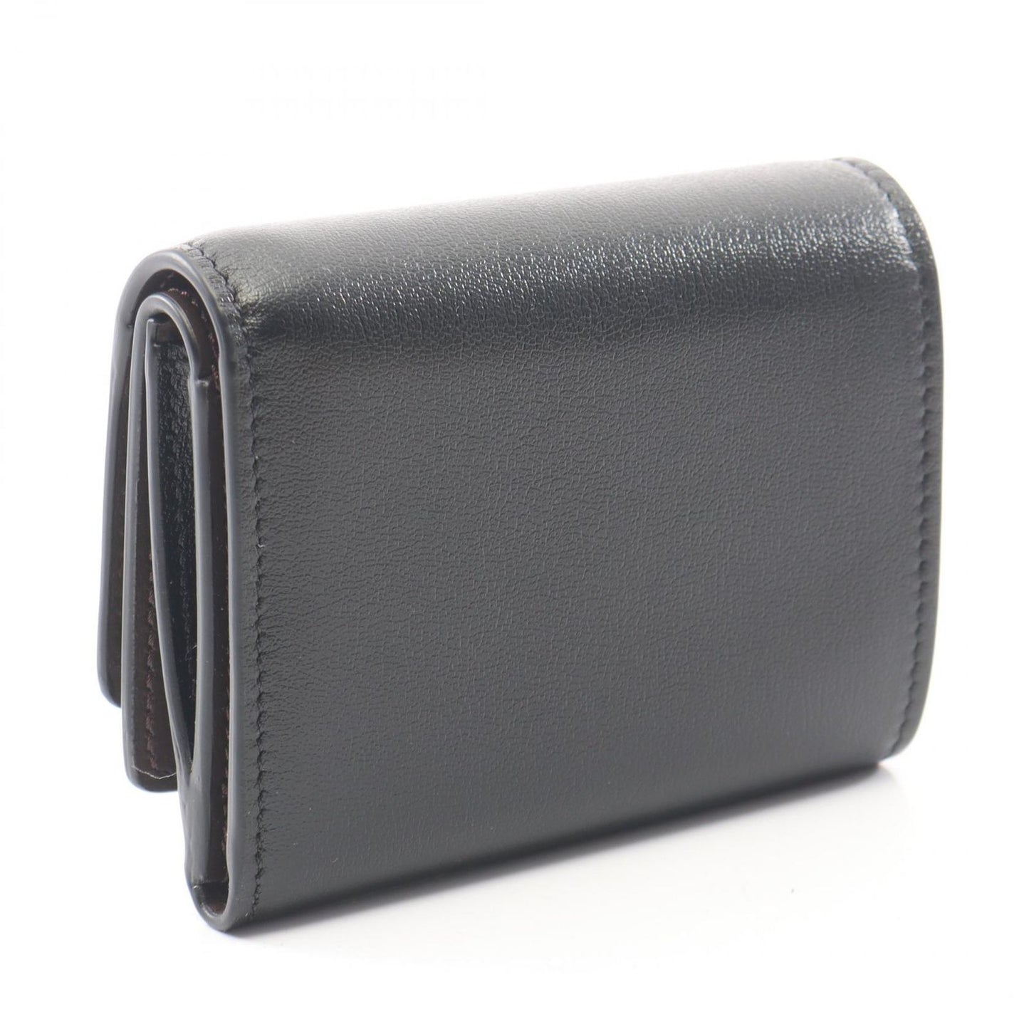 Fendi Trifold Wallet Way Black Chocolate Brown Leather Way Small — view 2