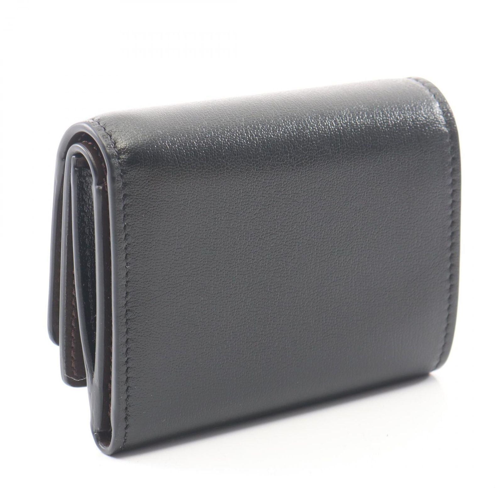 Fendi Trifold Wallet Way Black Chocolate Brown Leather Way Small — view 2