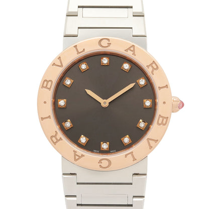 Bvlgari Watch Diamond Gray 18k Pink Gold Stainless Steel