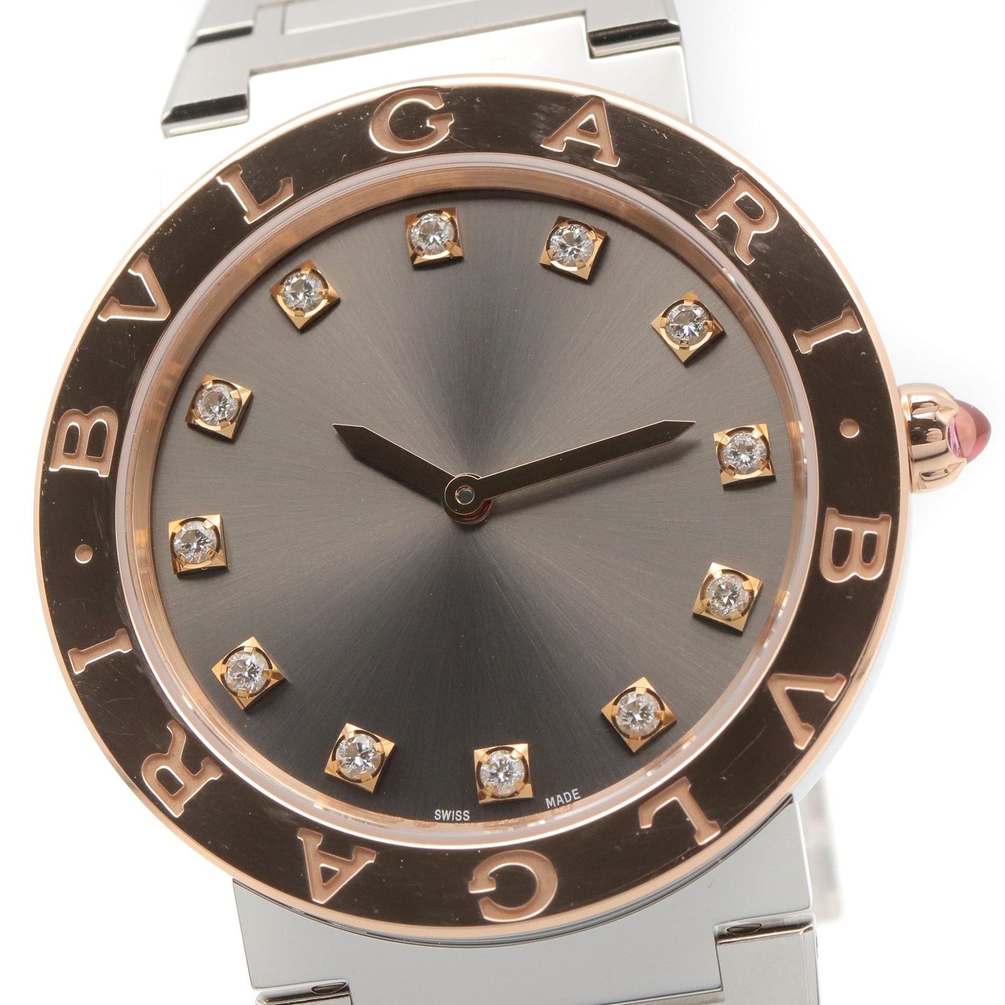 Bvlgari Watch Diamond Gray 18k Pink Gold Stainless Steel — view 3