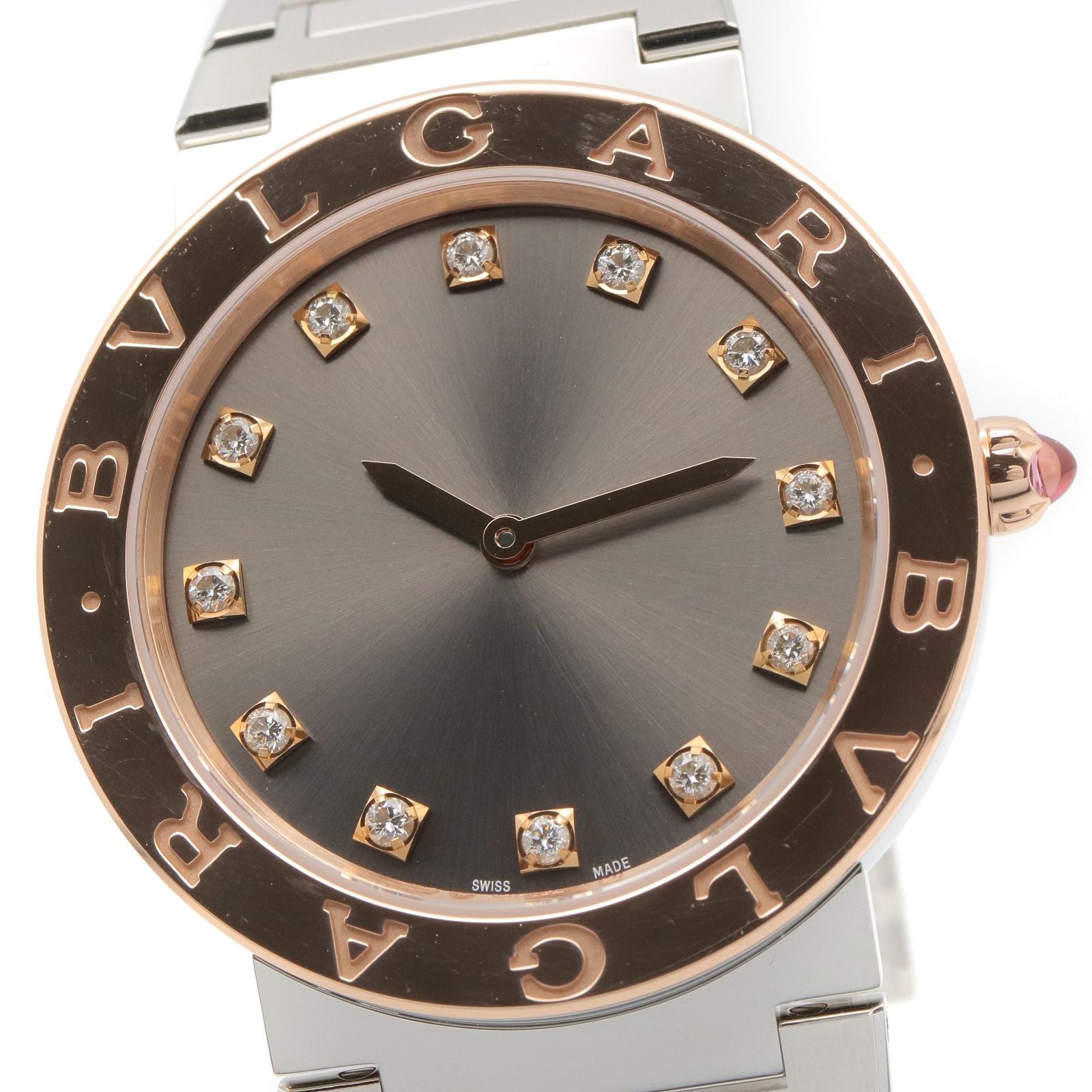 Bvlgari Watch Diamond Gray 18k Pink Gold Stainless Steel — view 3