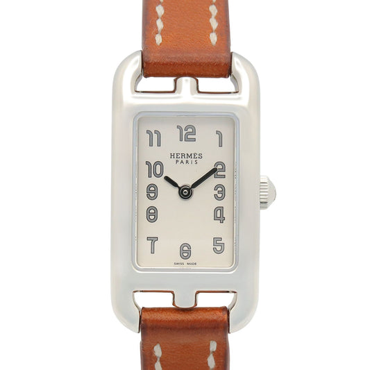 Hermes Watch Nantucket Silver Stainless Steel Leather