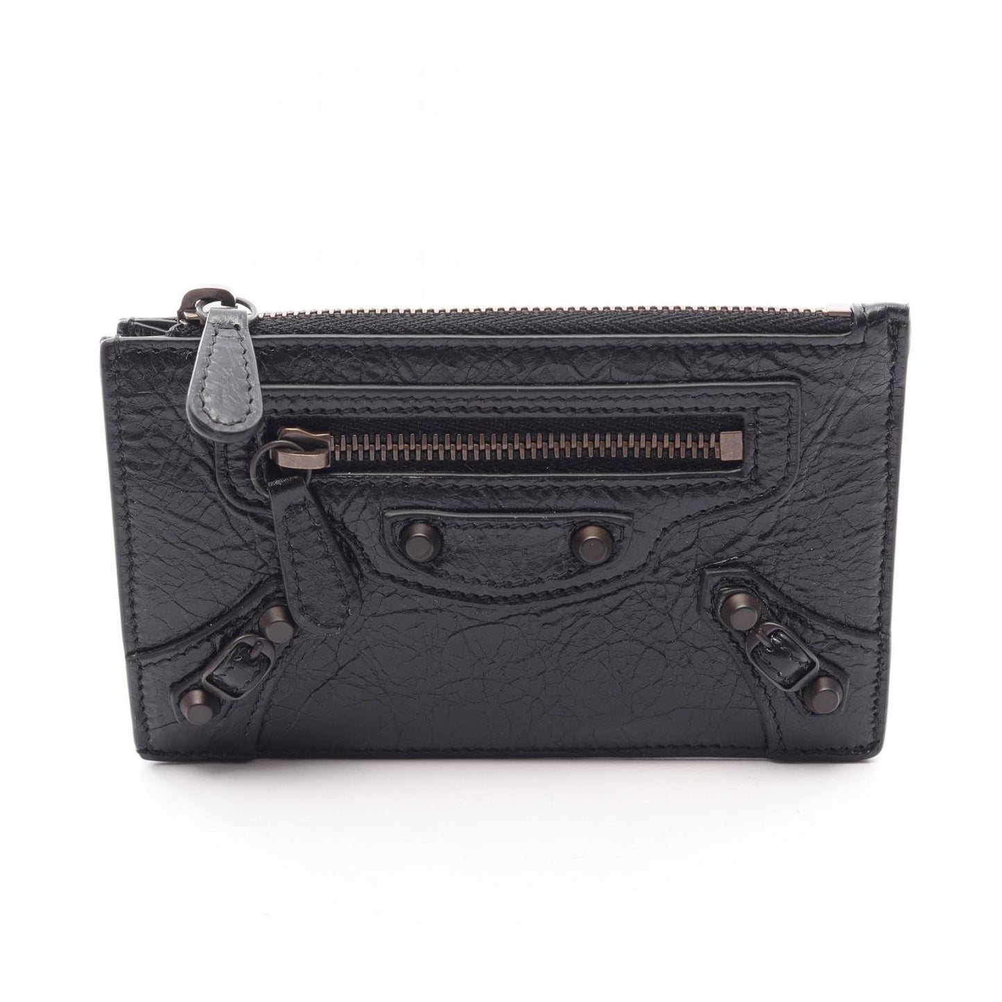 Balenciaga Coin Case le City Long Black Leather Card