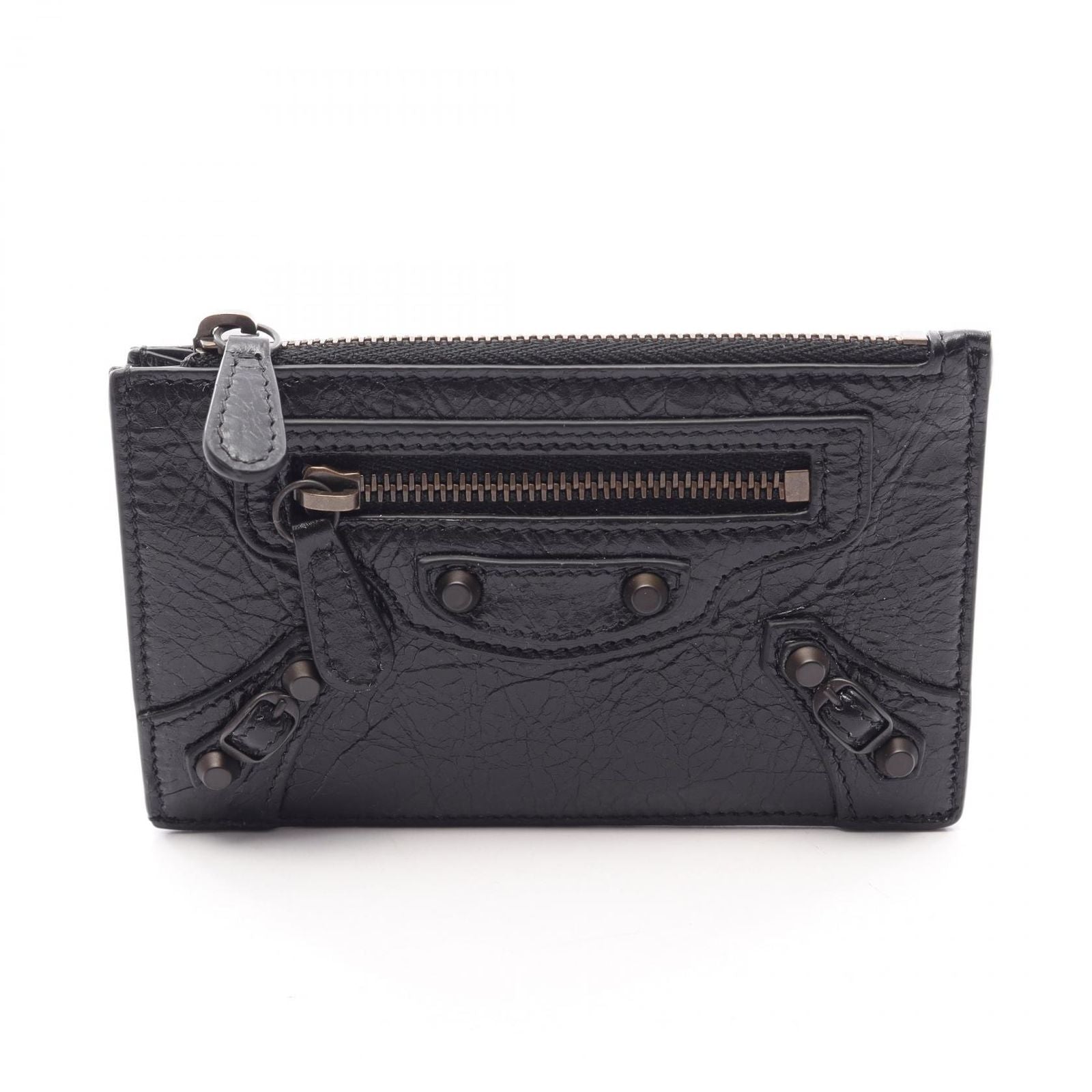 Balenciaga Coin Case le City Long Black Leather Card