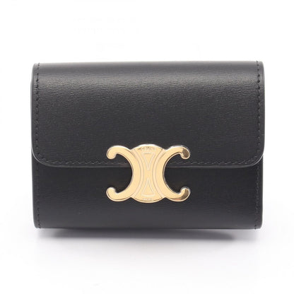 Celine Trifold Wallet Compact Triomphe Black Leather