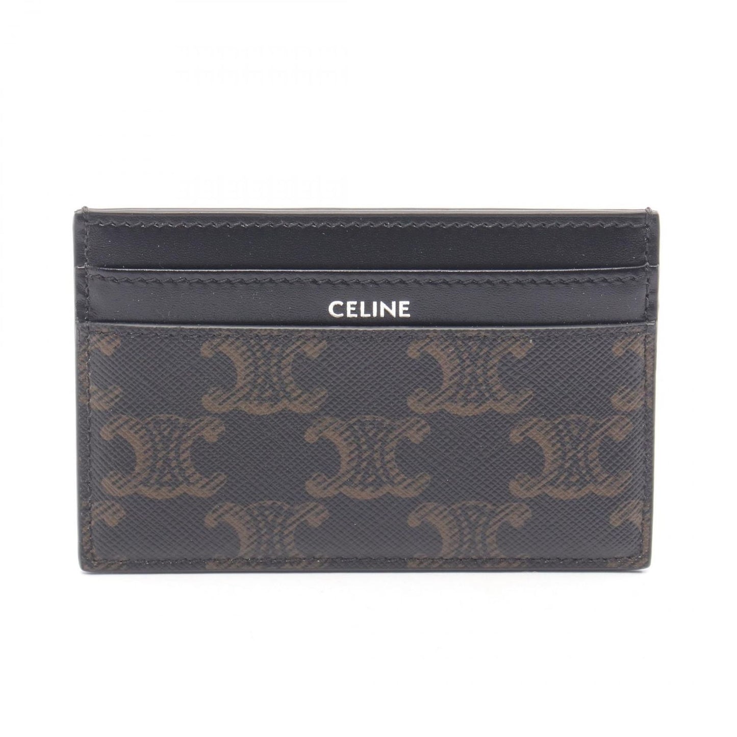 Celine Card Case Holder Triomphe Black Leather