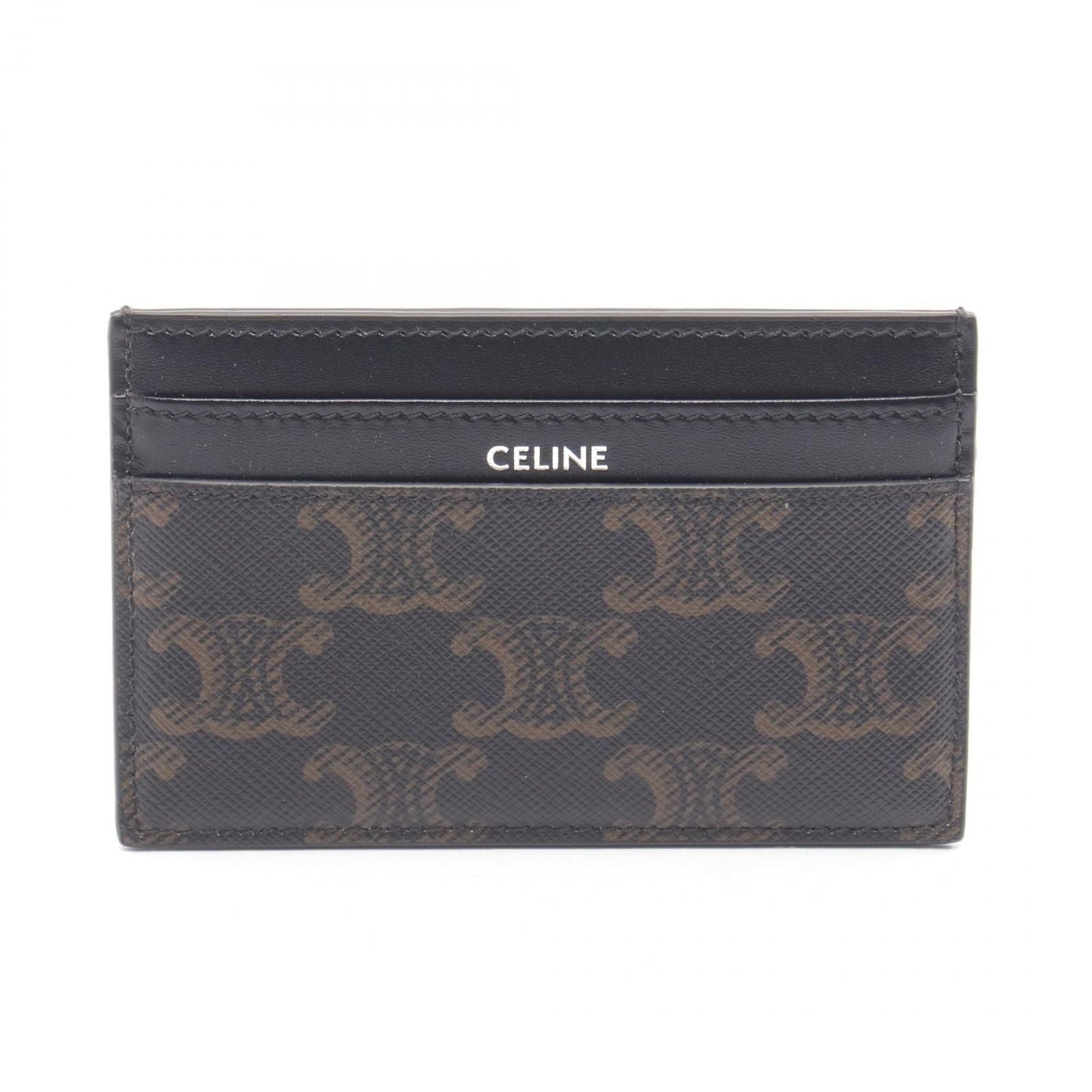 Celine Card Case Holder Triomphe Black Leather