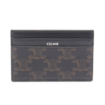 Celine Card Case Holder Triomphe Black Leather