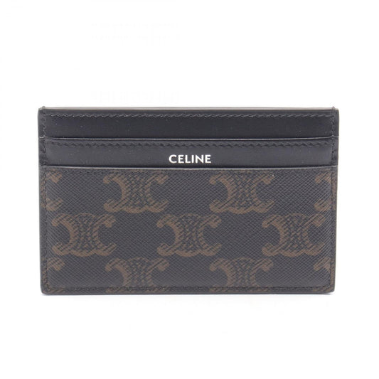 Celine Card Case Holder Triomphe Black Leather