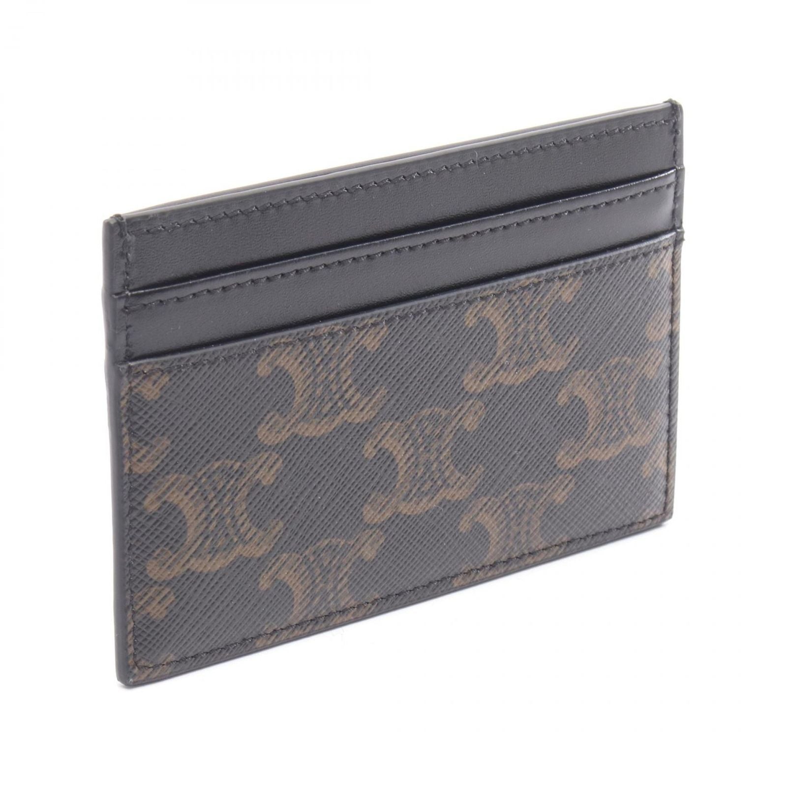 Celine Card Case Holder Triomphe Black Leather — view 2