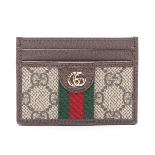 Gucci Card Case Ophidia Sherry Line GG Supreme Beige Leather