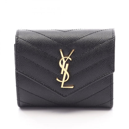 Saint Laurent Paris Trifold Wallet Cassandra Multi Fold Black Leather