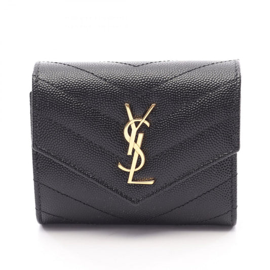 Saint Laurent Paris Trifold Wallet Cassandra Multi Fold Black Leather