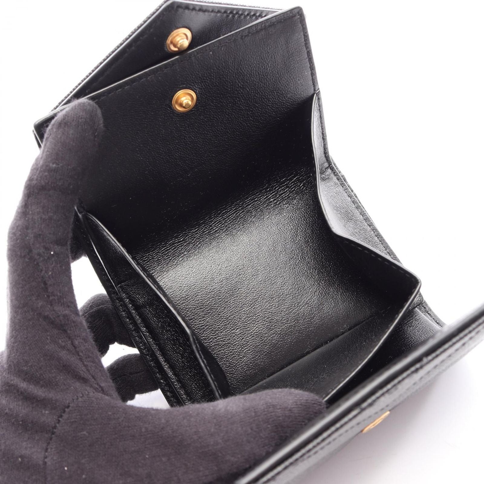 Saint Laurent Paris Trifold Wallet Cassandra Multi Fold Black Leather — view 5