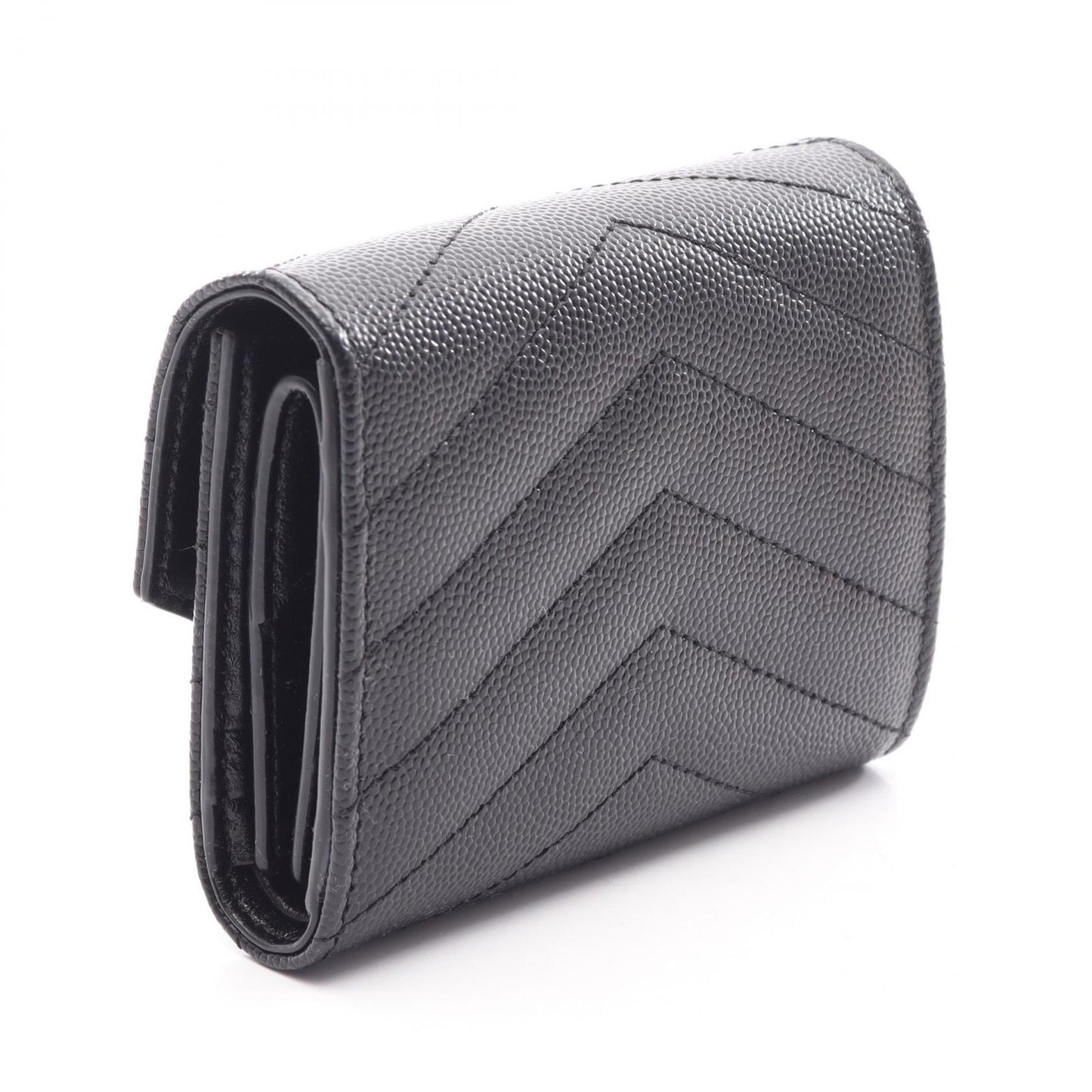 Saint Laurent Paris Trifold Wallet Cassandra Multi Fold Black Leather — view 2