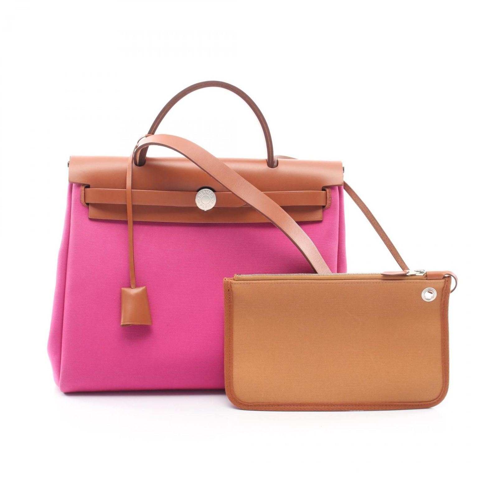 Hermes Handbag Herbag Zip PM Rose Purple Fauve 2-Way Zip PM le Tourne