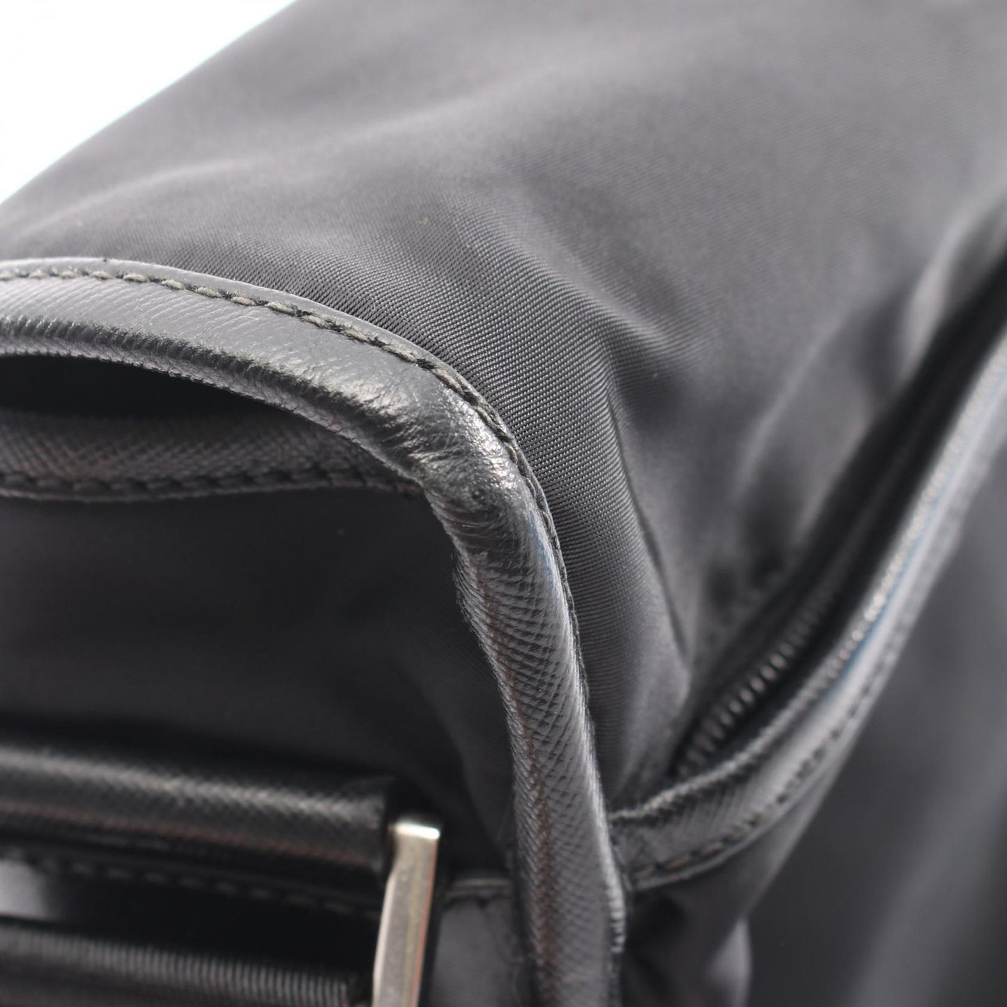 Prada Shoulder Bag Black Nylon Saffiano Leather — view 7