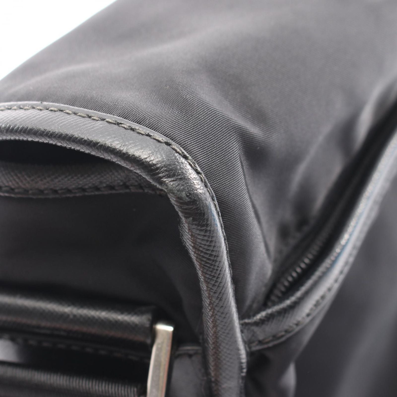 Prada Shoulder Bag Black Nylon Saffiano Leather — view 7