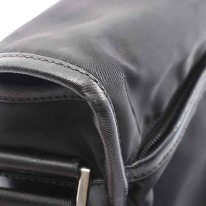 Prada Shoulder Bag Black Nylon Saffiano Leather — view 7