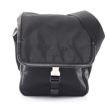 Prada Shoulder Bag Black Nylon Saffiano Leather
